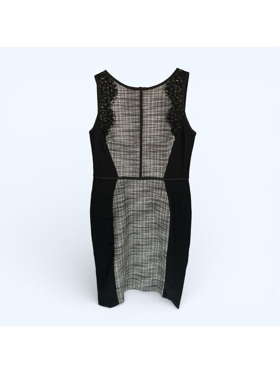 LOFT Dresses & Skirts - Ann Taylor Loft Sleeveless Black White Plaid Tweed Sheath Dress Lace NWT sz2